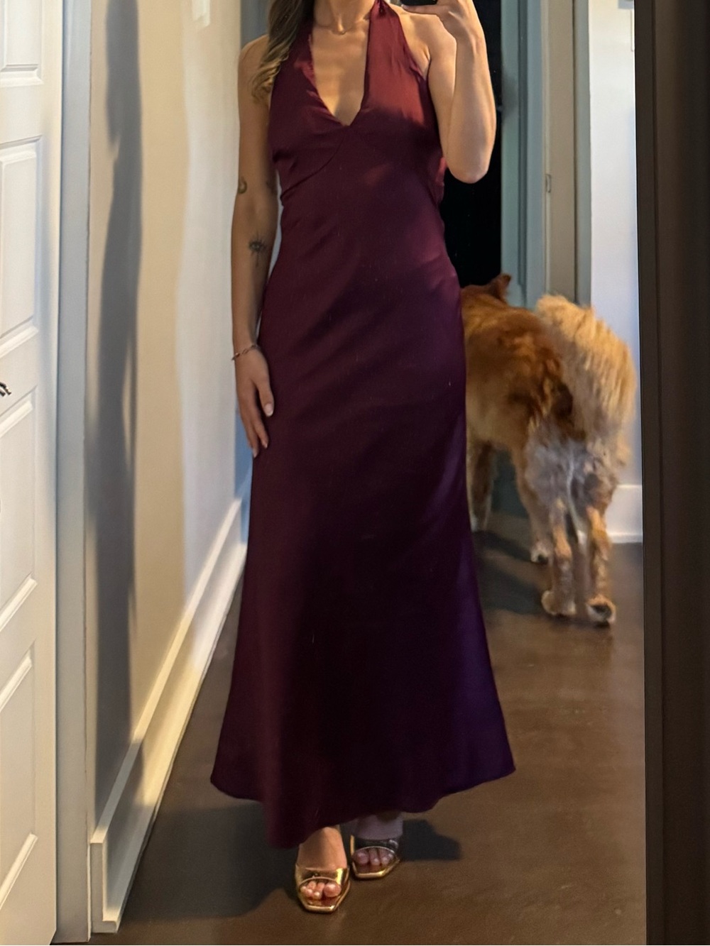Cider Plum Halter Maxi Dress